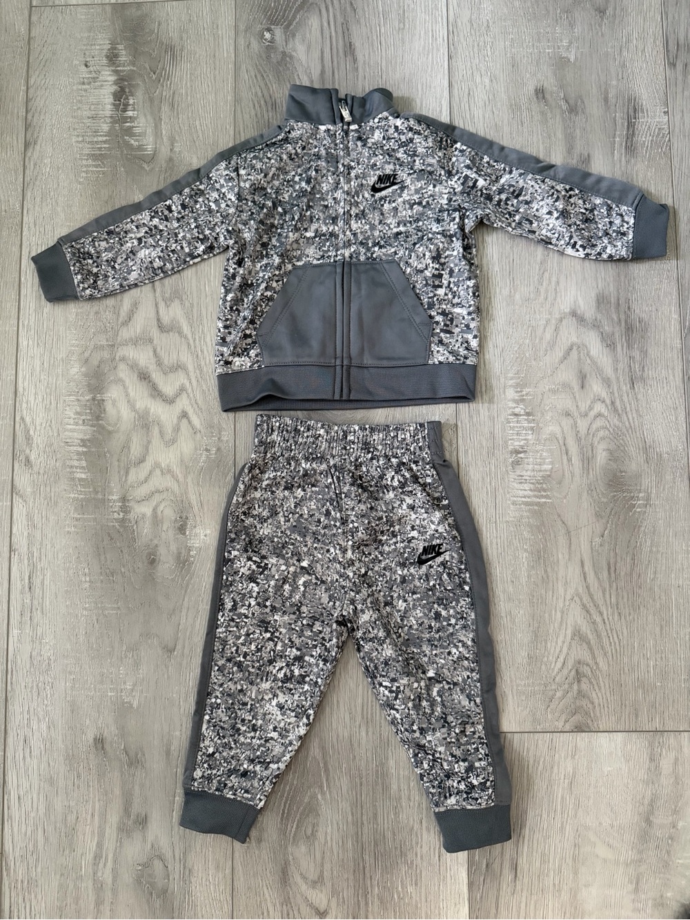 Nike Gray Camo Kids Zip Jacket & Jogger Set